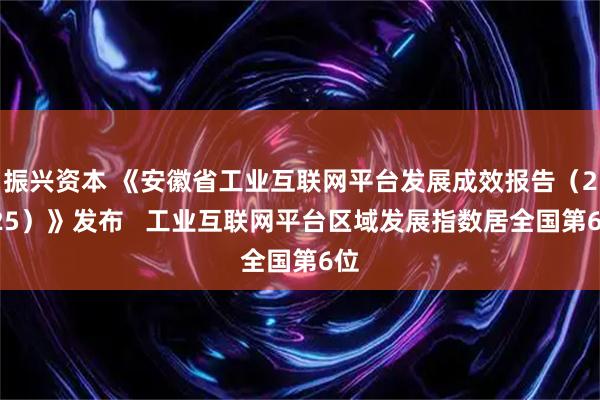 振兴资本 《安徽省工业互联网平台发展成效报告（2025）》发布   工业互联网平台区域发展指数居全国第6位